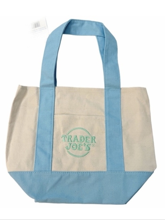 Trader Joe'S Handbags - Trader Joe's Cream Tote with Light Blue Accents